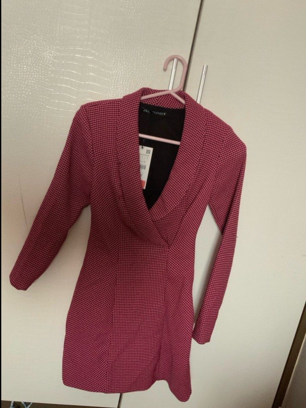 Zara Pink Houndstooth Mini Dress